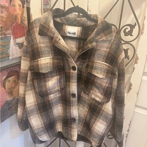 Plaid Women's Jacket in Black and Brown